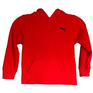 Puma Boys Red Cotton Hoodie‎ Size 5 Spell Out Sleeve